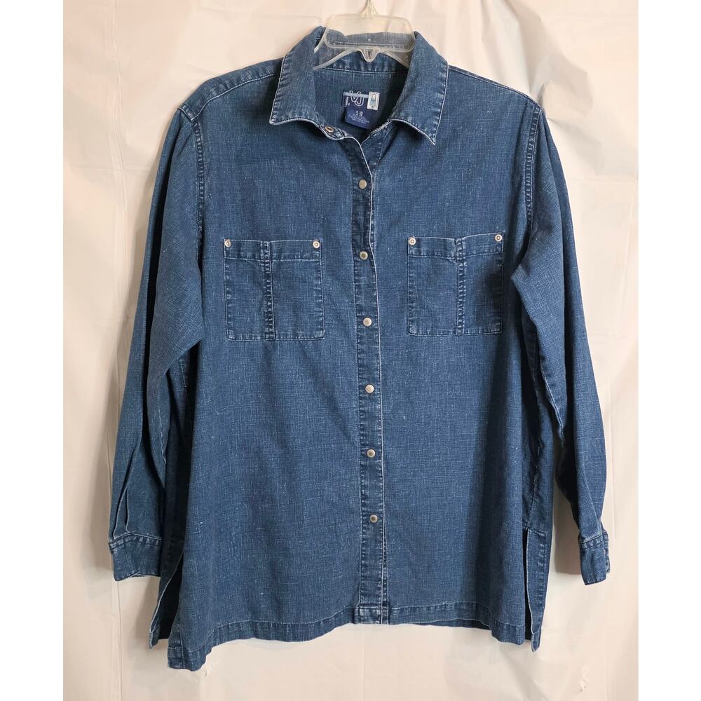 VJ (Venezia Jeans) Women's Long Sleeve Snap Front "Shacket" Blue Denim Sz. 14/16